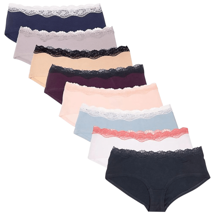 MorningSave: 8-Pack: Emprella Women's Cotton Lace Hipster Underwear
