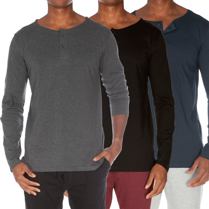 MorningSave: 3-Pack: Unsimply Stitched Mens 2-Button Long Sleeve Henley ...