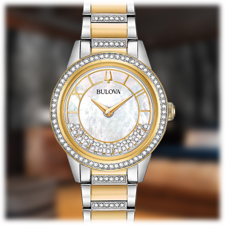 SideDeal Bulova TurnStyle Crystal Two Tone Ladies Watch 98L245