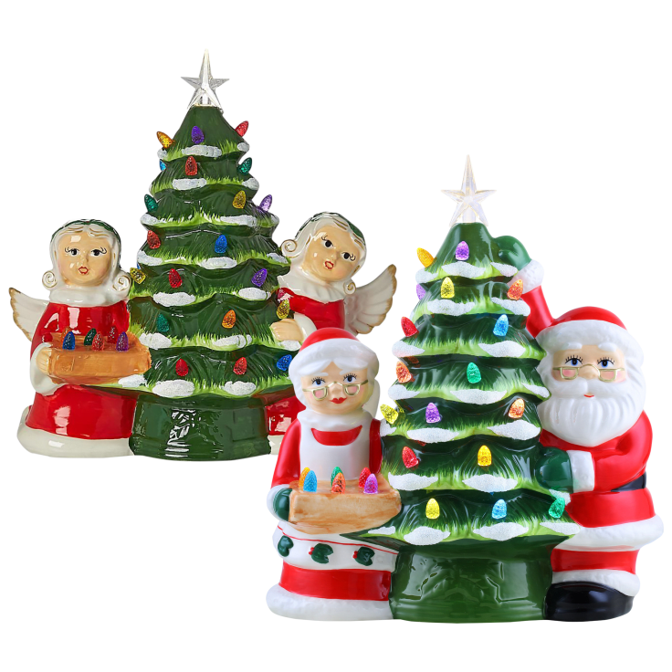 Mr. Christmas 8.5 Nostalgic Ceramic Santa Tree Green