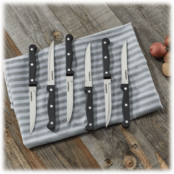 Cuisinart Classic Black Handle Triple Rivet Straight Edge Steak Knives 5