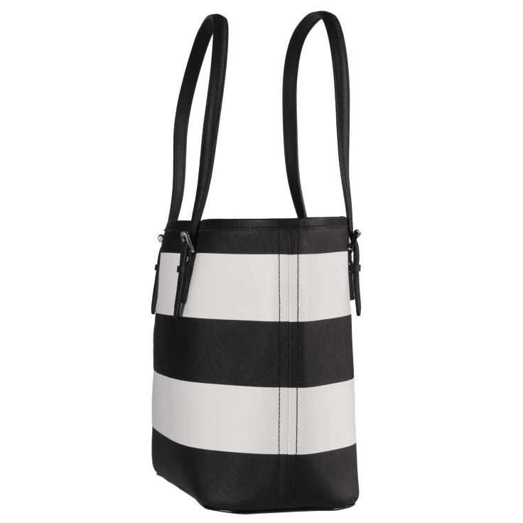 MorningSave: Michael Kors Jet Set Travel Small Saffiano Leather Top-Zip  Tote in Black & White