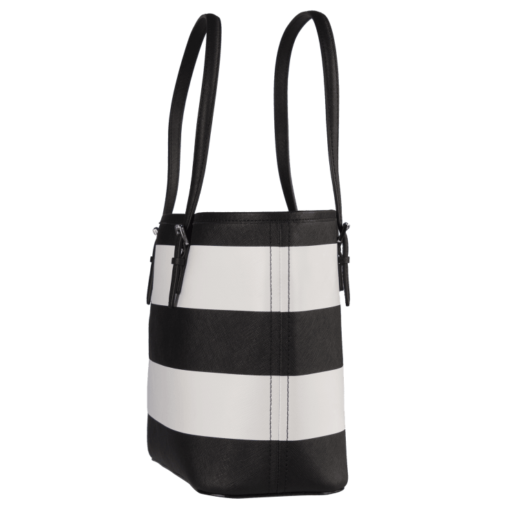 MorningSave: Michael Kors Jet Set Travel Small Saffiano Leather Top-Zip Tote  in Black & White