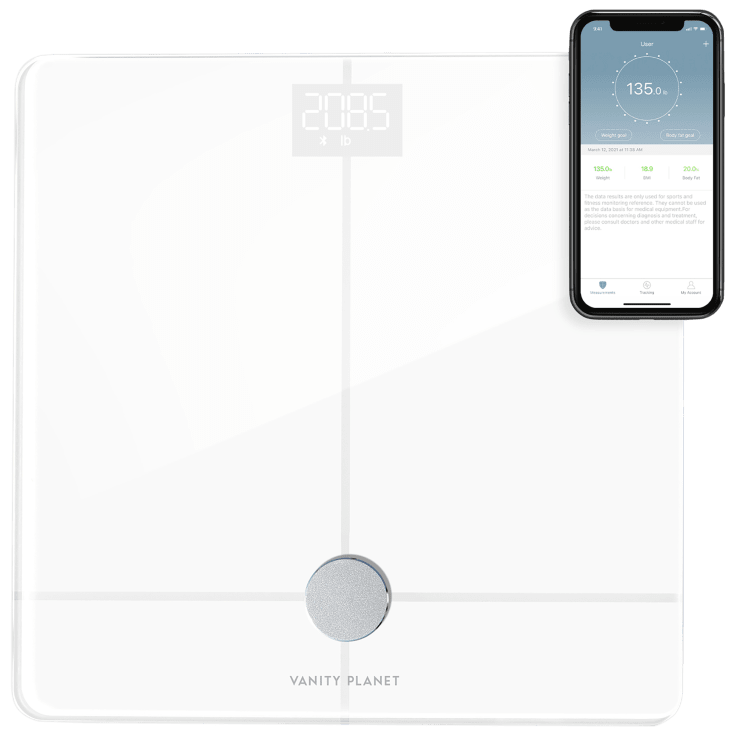 Vanity Planet Formfit+ and Bluetooth Digital Body Analyzer - Smart Scale Tracks 13 Fitness Metrics Including Fat, Weight, Muscle/Bone Mass, Water