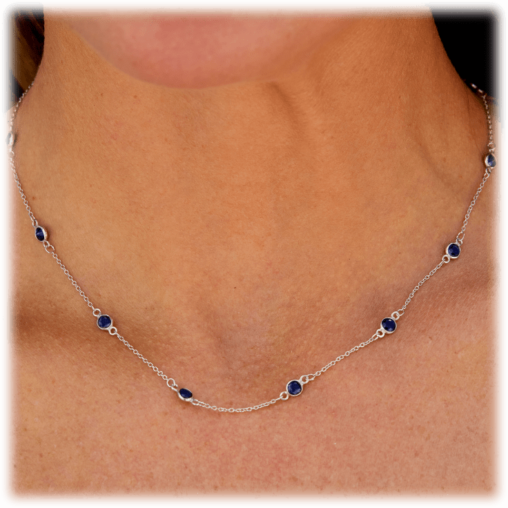 Sapphire by the yard necklace on sale