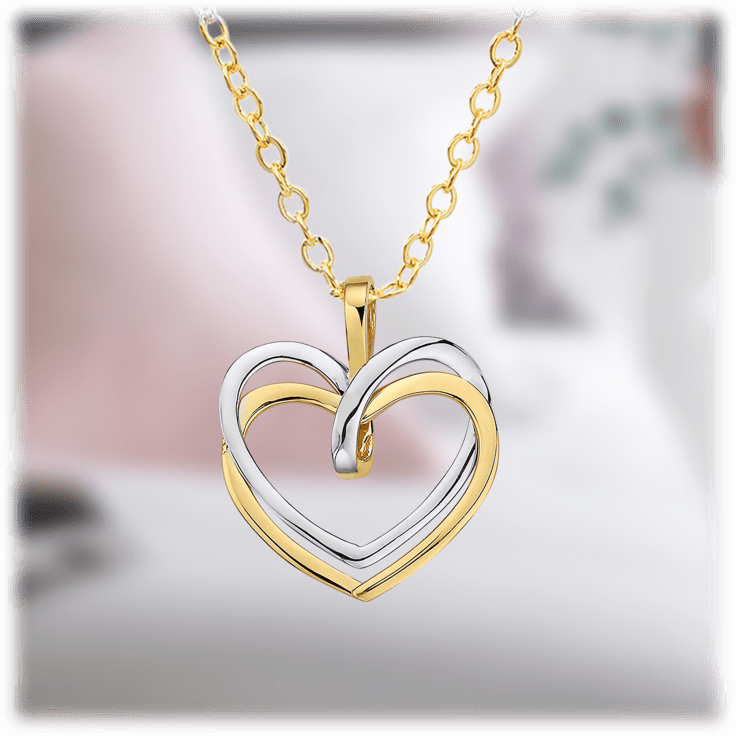 MorningSave Pori Jewelers 14K TwoToned Interlocking Double Heart Love