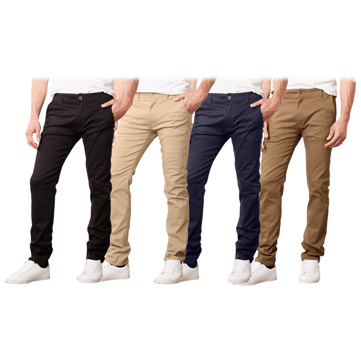 3-Pack Men's Super Stretch Slim Fit Everyday Chino Pants