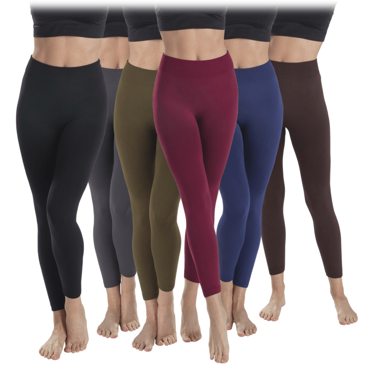 Active Club 6 Pack Womens Fleece Lined Leggings-high Waisted