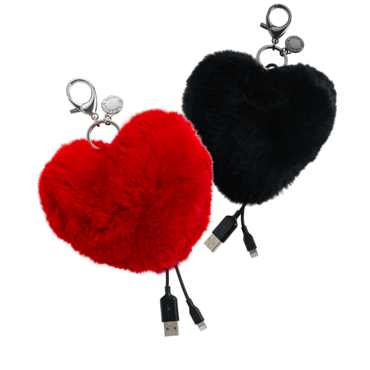 SideDeal Rebecca Minkoff Heart Shaped Power Puff Keychain