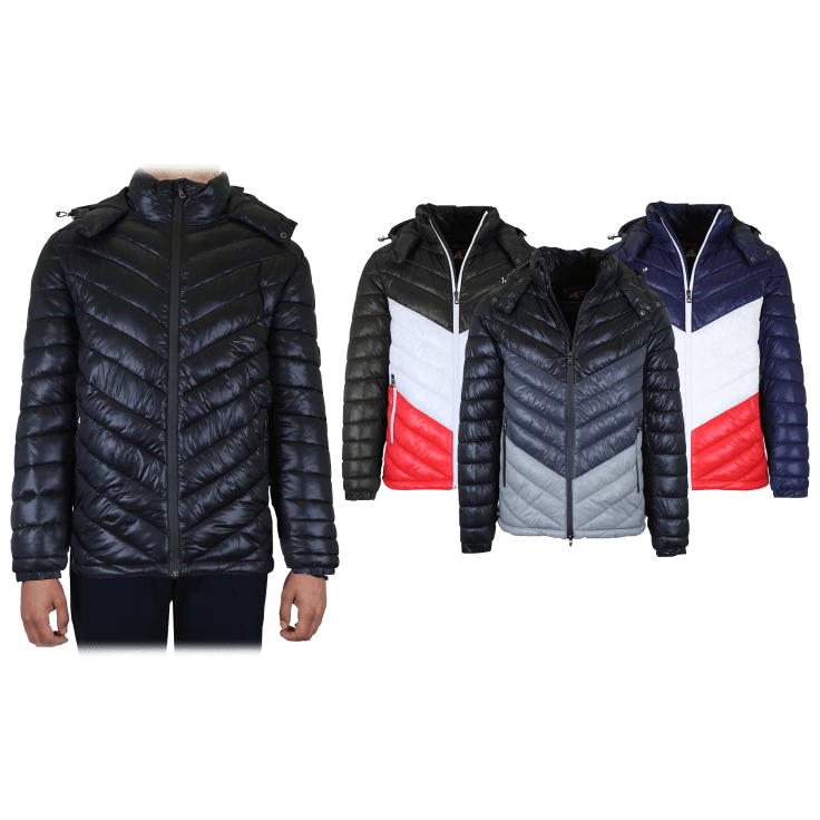 SideDeal Men s Heavyweight Quilted Hooded Puffer Bubble Jacket