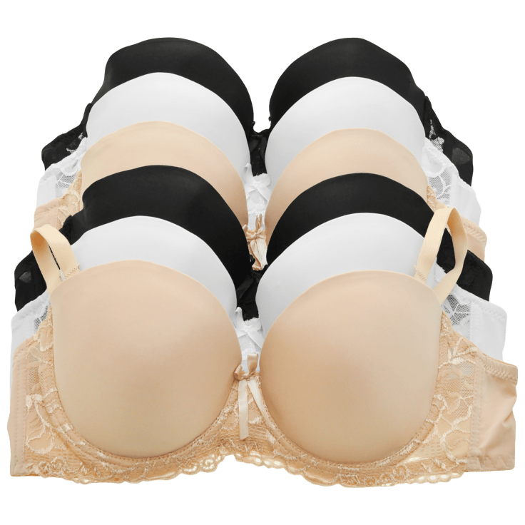 Morningsave 6 Pack Angelina Wired Convertible Bras With Lace Accent Detail 