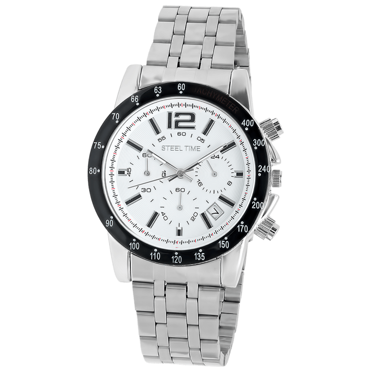 MorningSave: Steeltime Men's Black & White Alloy Face Watch With ...