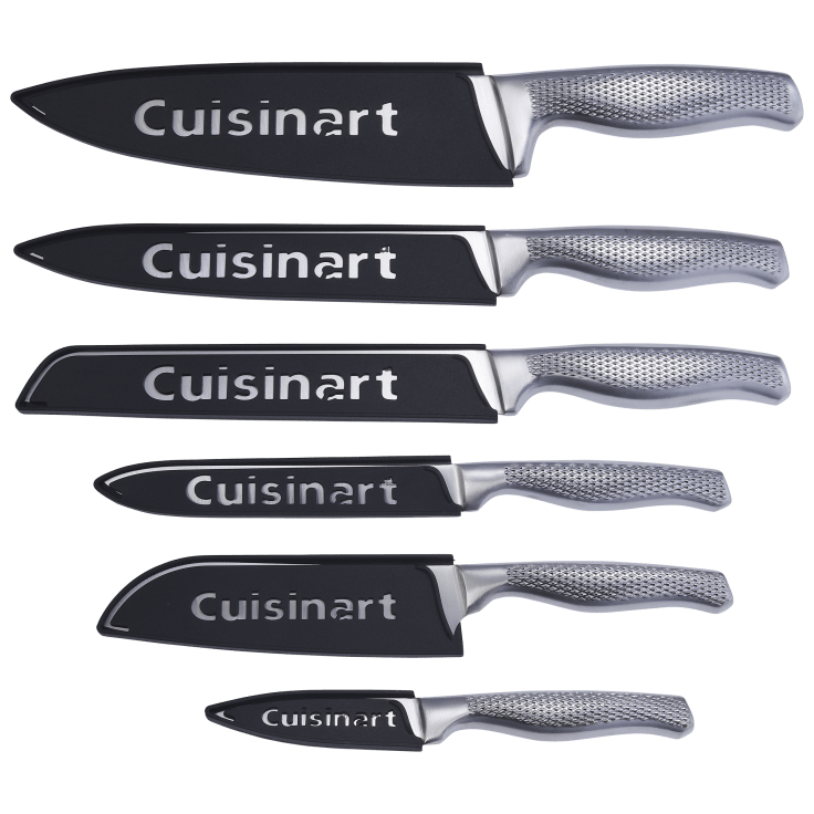 NEW & SEALED! Cuisinart Classic 6 Piece Knife Set Black Stainless w Knife  Guards