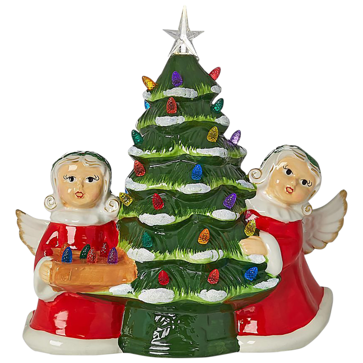 Mr. Christmas 8.5 Nostalgic Ceramic Santa Tree Green