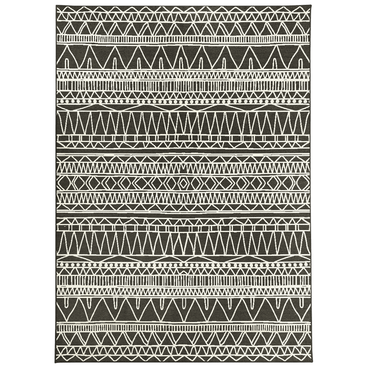 My Magic Carpet Chelsea Tribal Aztec Dark Grey Washable Rug 2.5'x7