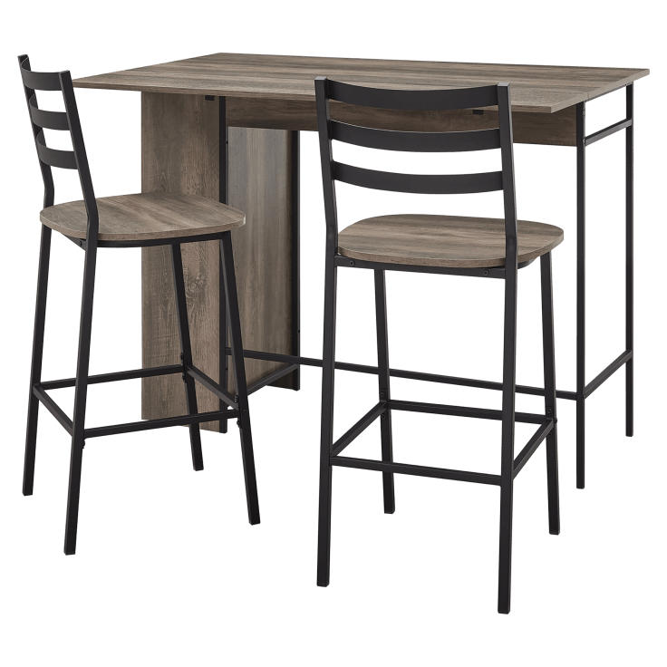 MorningSave Walker Edison 3Piece Drop Leaf Counter Table Set