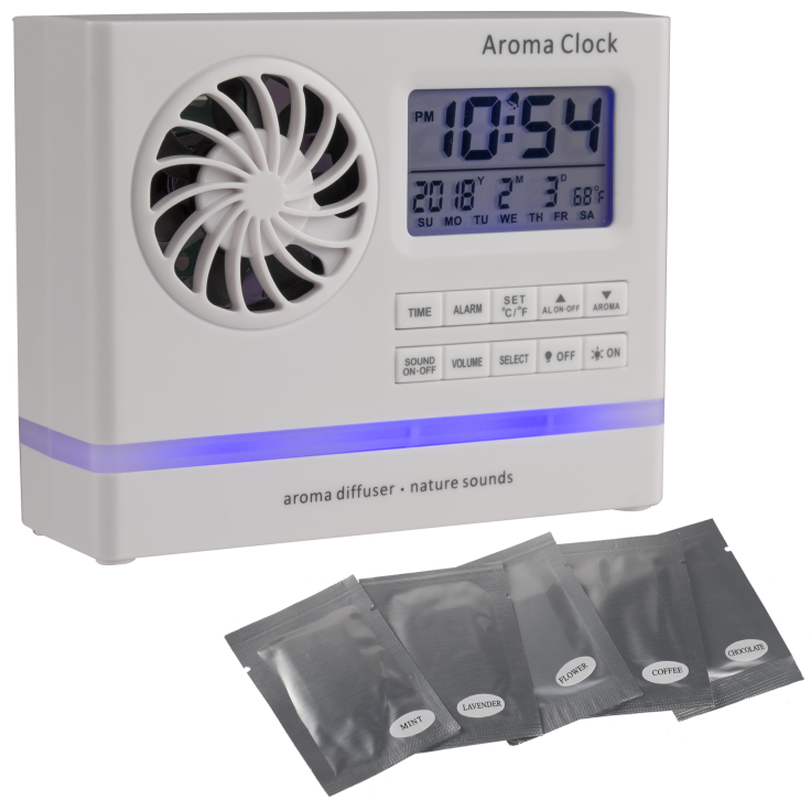 MorningSave Aroma Alarm Clock with Nature Sounds & LED Light