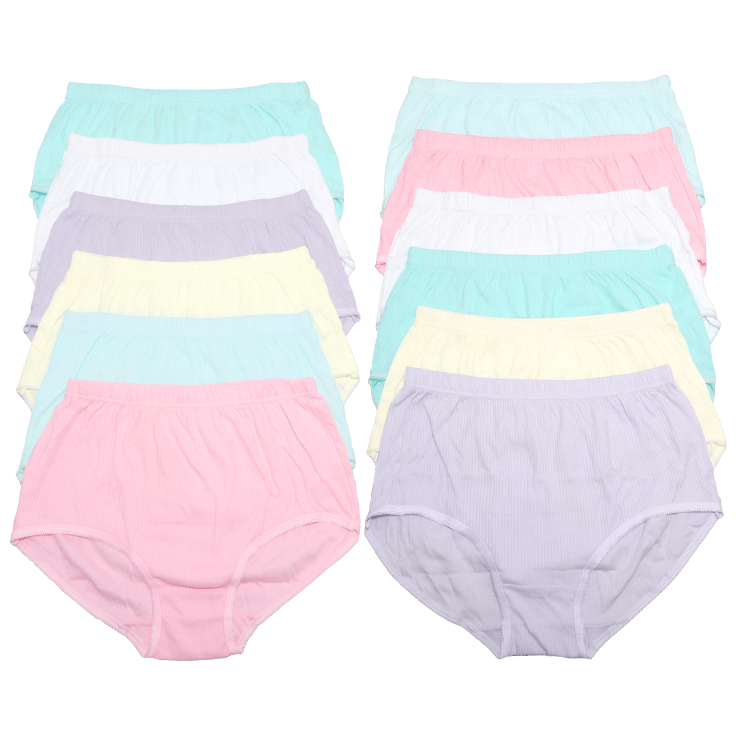 MorningSave: 12-Pack: Angelina Cotton Classic Brief Panties with Rib Knit