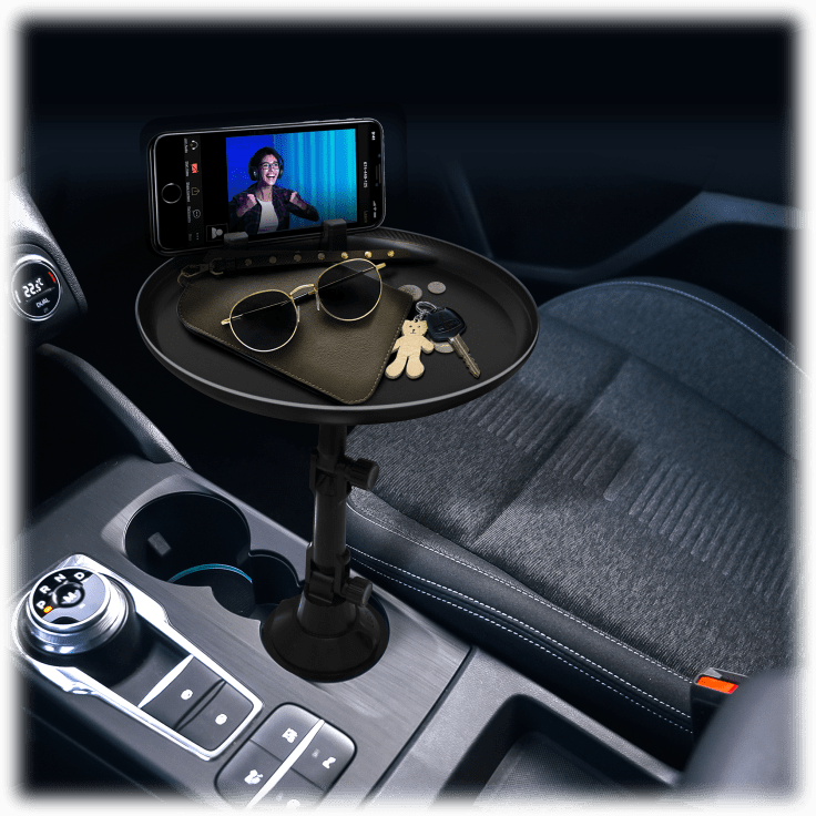 MorningSave Tech Theory Cup Holder Car Phone Mount & Adjustable Tray