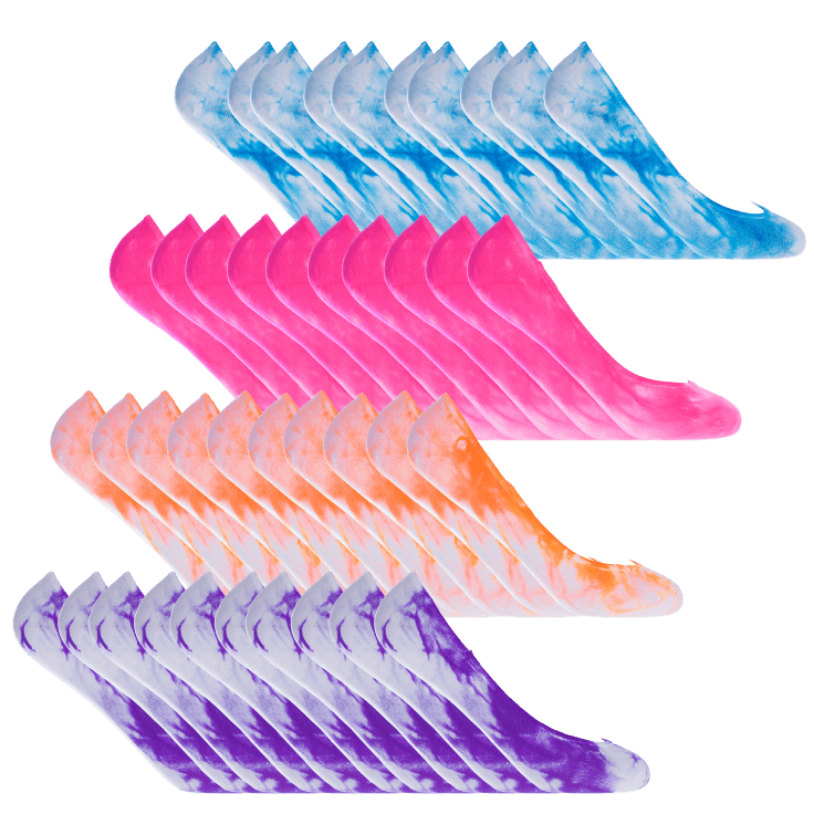 20-Pack All Mixed Up Tie Dye Nylon No-Show Socks
