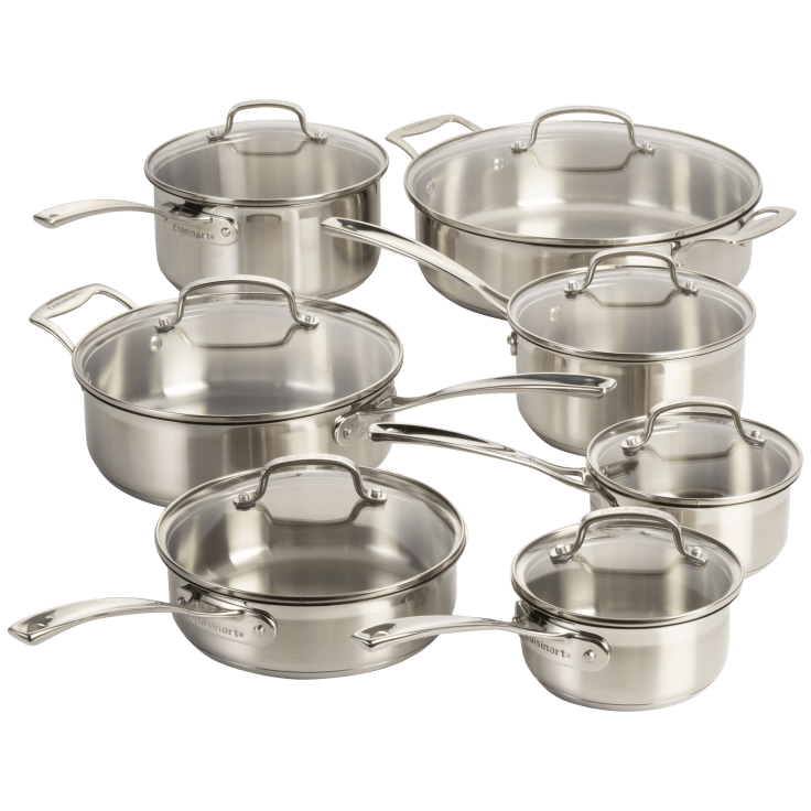 MorningSave Cuisinart 14Piece Classic Brushed Stainless Cookware Set