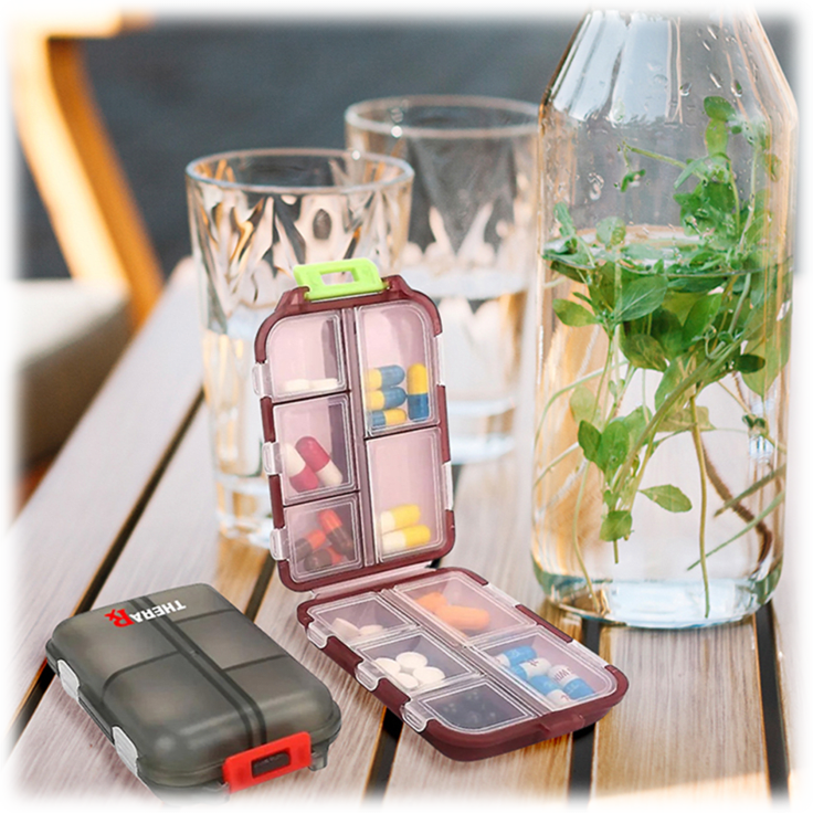 MorningSave 2Pack Thera Rx Portable Pill Case Weekly Travel Pill