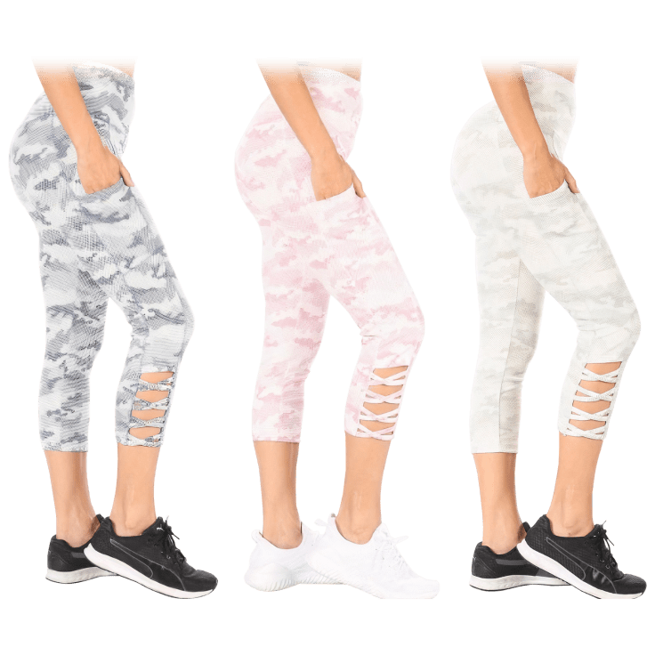 SideDeal: 3-Pack: Nextex Apparel Women's Tummy Control Capri Leggings With  Pockets