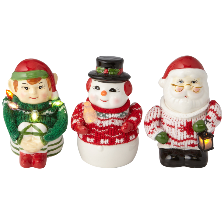 Mr. Christmas 6 Nostalgic Salt & Pepper Shaker Figures 