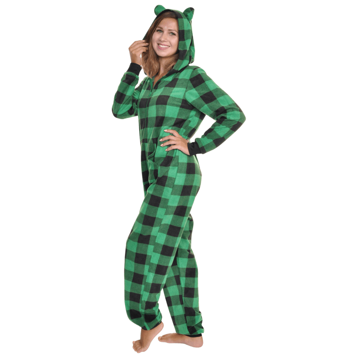 MorningSave Angelina Women's Fleece Novelty OnePiece Hooded Pajamas