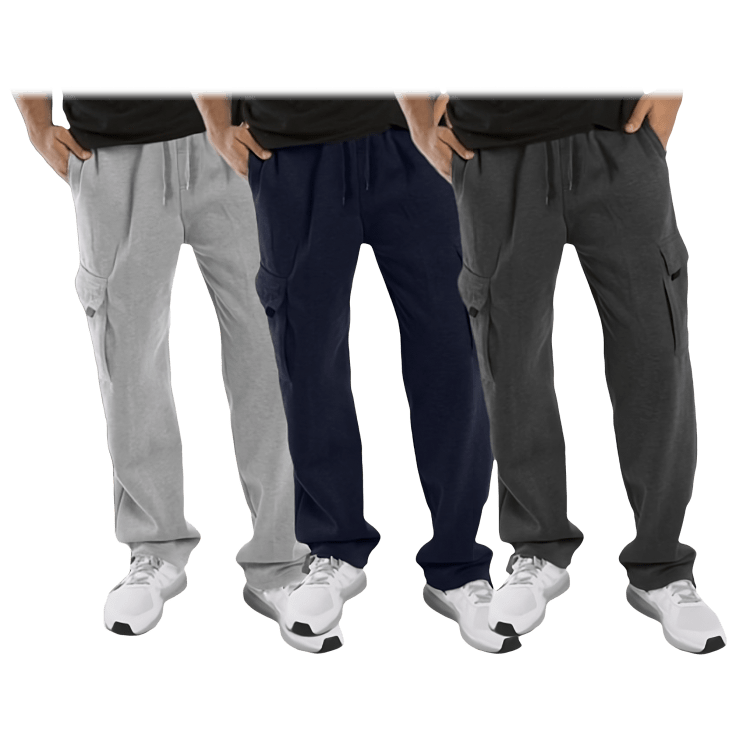  Men's Heavyweight Fleece Cargo Sweatpants Fleece