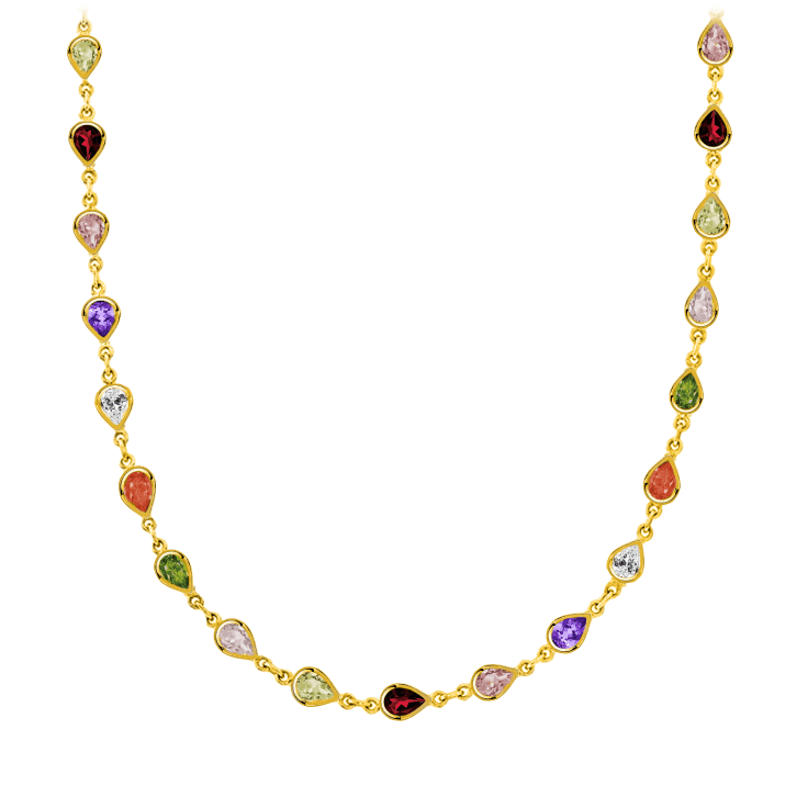 Savvy Cie 18K Yellow Gold Multi-color Gem Necklace