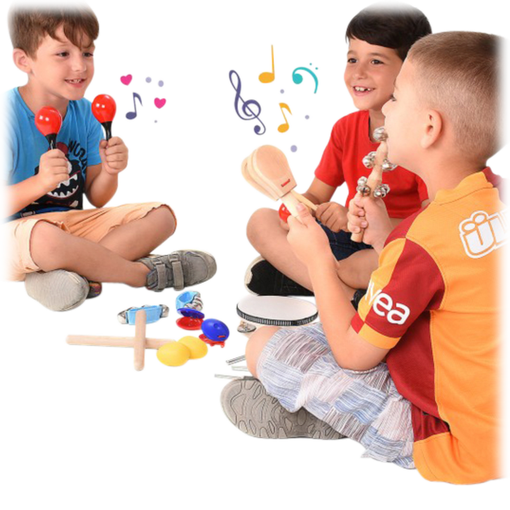 With Tambourine Toddler Educational & Musical Percussion for Kids & Children Instruments Set 18 Pcs Promote Fine Motor Skills Castanets & More Enhance Hand To Eye Coordination, Maracas 