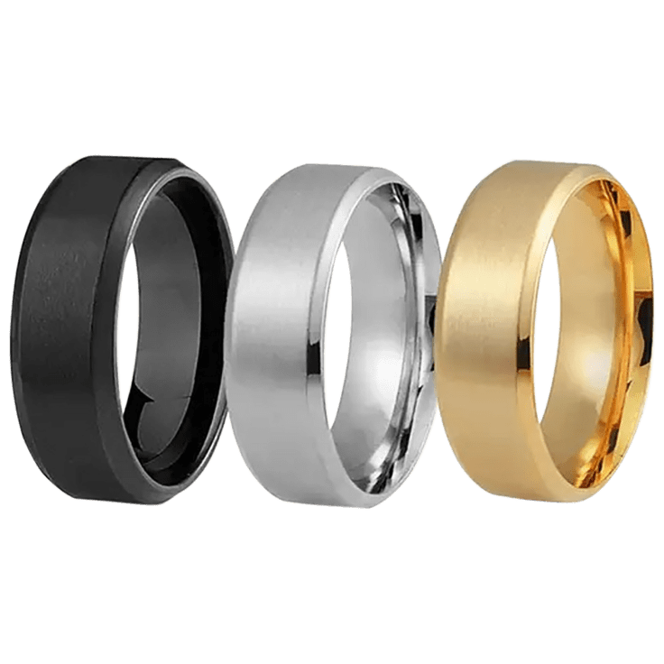 3-Pack Hakol Stainless Steel Comfort Fit Band Ring