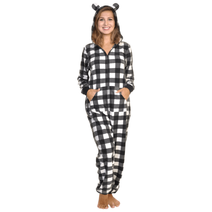 MorningSave Angelina Women's Fleece Novelty OnePiece Hooded Pajamas