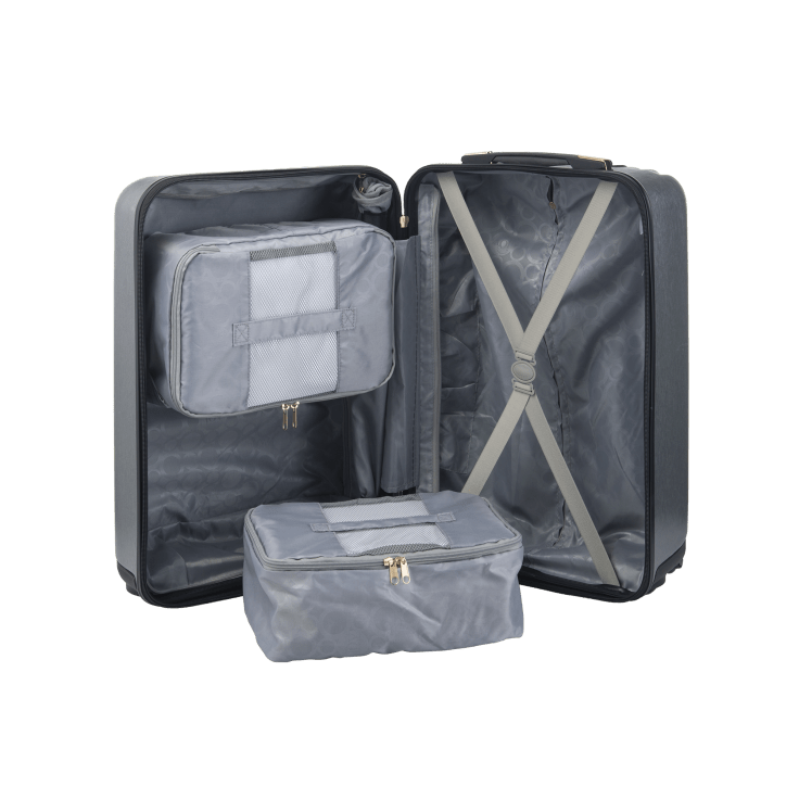 MorningSave Joy Mangano Hardside CarryOn Luggage & Metallic Leather Tote