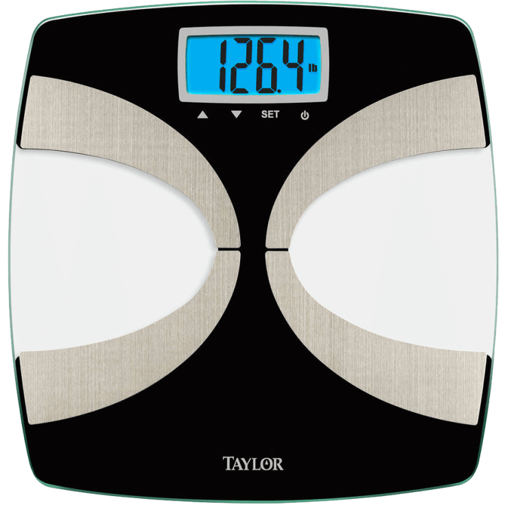 Taylor Glass Body Composition Digital Bathroom Scale, BIA Technology,  Estimates Body Fat, Muscle Mass, and Body Water, 400 lb Capacity, User