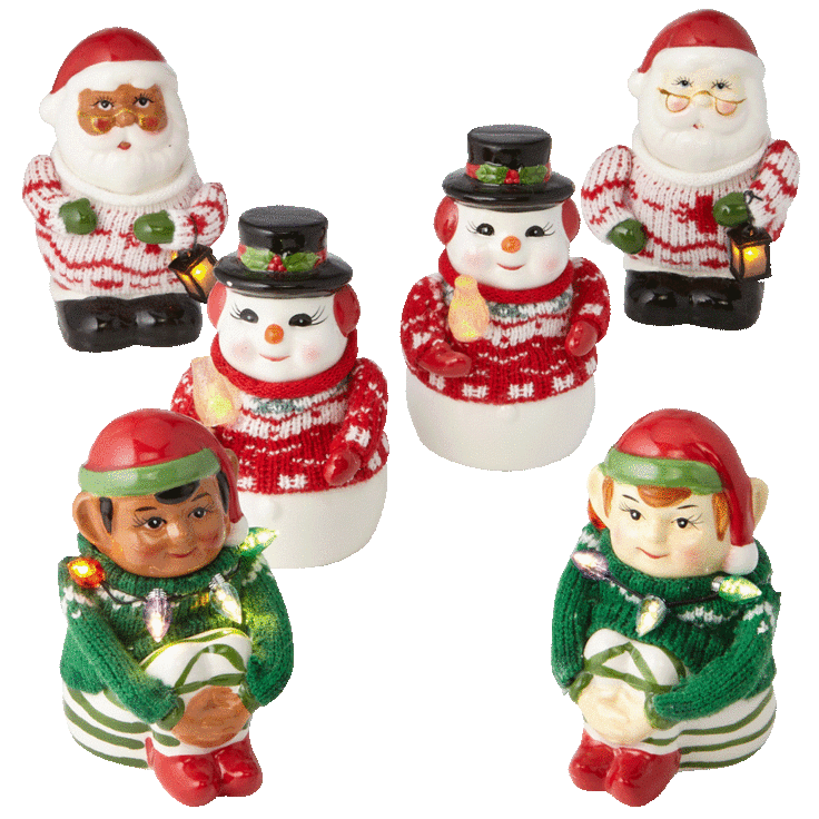 Set of 3 Mr. Christmas Nostalgic Figures in Sweaters
