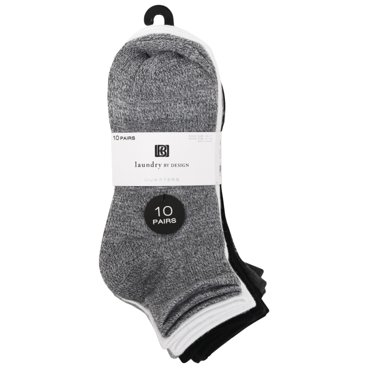 MorningSave 10Pack Laundry by Shelli Segal Quarter Length Socks