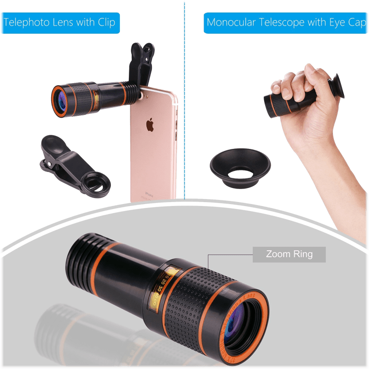MorningSave Lux Telescope Lens and 5 in 1 Camera Lens Kit Bundle
