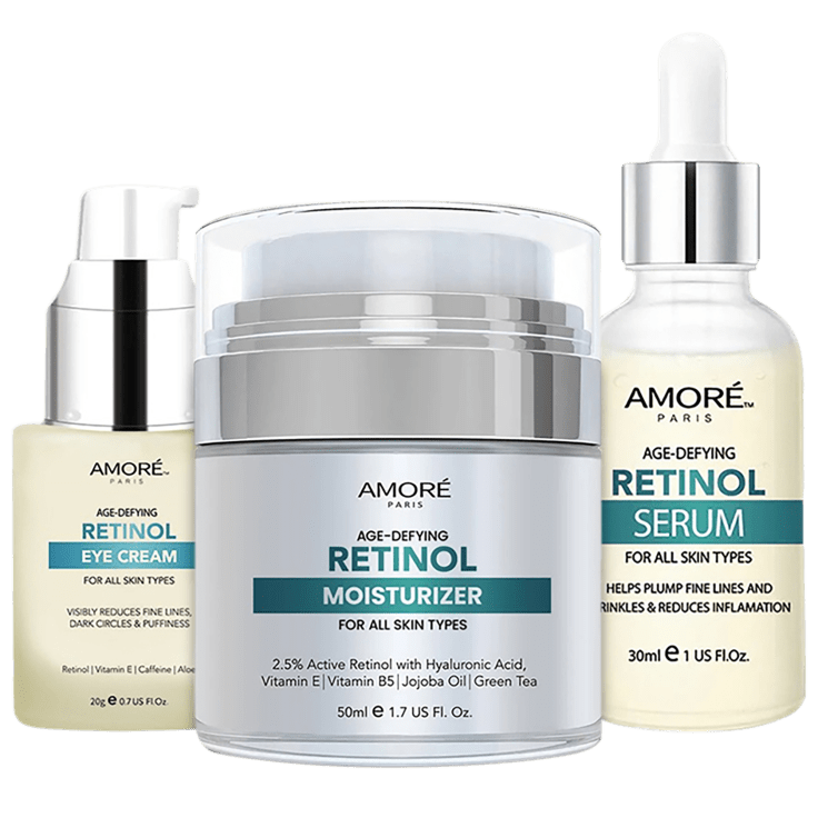 Amore Paris 3-in-1 Anti-Aging Face Serum, Moisturizer, & Eye Cream Gift Set