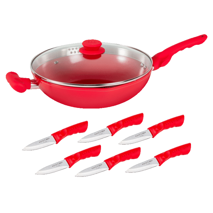 Safe-T-Grip Chef's Pan & 6-Piece Paring Knife Set