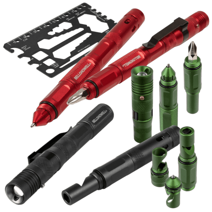 4-Pack Bell + Howell 9-in-1 Super Deluxe Tactical Pen with Tool Card