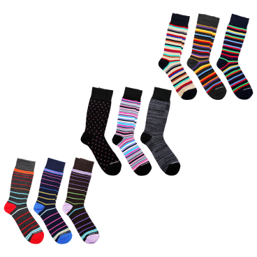 9-Pack: Unsimply Stitched Mens Striped Dress Socks