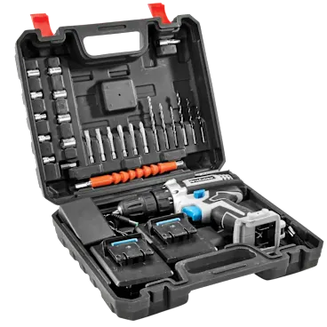 Brookstone 21V Cordless Power Drill with 30 Piece Set & Carry Case