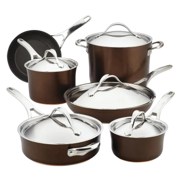 Anolon Nouvelle Luxe 11-Piece Copper and Hard Anodized Cookware Set