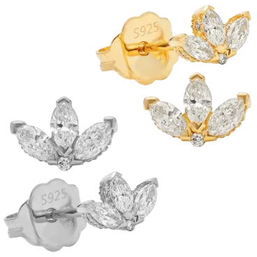 Hollywood Sensation Aretes Solis de Circonia cúbica en Flor Dorada