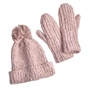 Lemon Snow Storm Beanie and Mitten Set