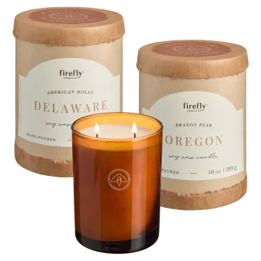 2-Pack: Firefly Candle Soy Wax 2-Wick Amber Glass Jar Candle