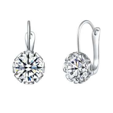 Rachel Glauber Solitaire Simulated Diamond Drop Earrings 14k White Gold Plated
