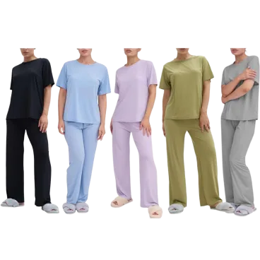 Talmont Women's 2-Piece Silky Short Sleeve Pajama Set